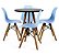 Mesa Infantil Preta 50cm Redonda trípe 4 Cadeiras Eiffel Azul Claro - Imagem 1