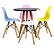 Mesa Infantil Preta 50cm Redonda Trípe 4 + Cadeiras Eiffel Colorido - Imagem 1