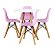 Mesa Infantil Branca 50cm Quadrada trípe 4 Cadeiras Eiffel Rosa-Bebê - Imagem 1