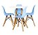 Mesa Infantil Branca 50cm Quadrada trípe 4 Cadeiras Eiffel Azul Claro - Imagem 1