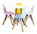 Mesa Infantil Branca 50cm Quadrada Tripé + 4 Cadeiras Eiffel Colorido - Imagem 1