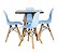 Mesa Infantil Preta 50cm Quadrada trípe 4 Cadeiras Eiffel Azul Claro - Imagem 1