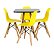 Mesa Infantil Preta 50cm Quadrada trípe 4 Cadeiras Eiffel Amarelo - Imagem 1