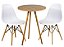 Mesa Redonda Tripé 60cm Louro Freijó com 2 Cadeiras Eiffel Branca - Imagem 1
