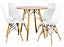 Mesa Redonda Eiffel 80cm Louro Freijó com 4 Cadeiras Eiffel Branca - Imagem 1