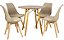 Mesa Redonda Eiffel 80cm Louro Freijó com 4 Cadeiras Siena Nude - Imagem 1