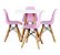 Mesa Infantil Branca 50cm Quadrada + 4 Cadeiras Eiffel Rosa - Imagem 1