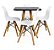 Mesa Infantil Preta 50cm Quadrada + 4 Cadeiras Eiffel Branco - Imagem 1