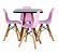 Mesa Infantil Preta 50cm Quadrada + 4 Cadeiras Eiffel Rosa - Imagem 1