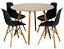 Mesa de Jantar Redonda Sofia 100cm Louro Freijó com 4 Cadeiras Eames Pretas - Imagem 2