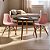 Mesa Infantil Preta 60cm + 2 Cadeiras Eiffel Rosa - Imagem 1