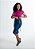 Saia Jeans midi  Detalhes em X na Lateral Lavado escuro  REF 104 - Imagem 2