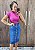 Saia Jeans midi com nervuras e botões na Frente REF 182 - Imagem 1