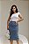 Saia Jeans Midi Ester com Botões Laterais - Imagem 1