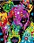 Pintura Numerada Cachorro Psicodélico Tecido Pincéis e Tintas X5280 - Imagem 1