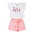 Conjunto Infantil Menina Festa Dos Flamingos - Branco e Rosa - Imagem 1