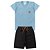 Conjunto Infantil Menino Plaquinha MK Coroa - Azul e Preto - Imagem 1