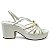 Sandália Meia Pata com Tiras Metalizadas - Off White e Ouro Light - Imagem 2