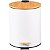 Lixeira C/ Pedal 12l Tampa Bambu Cozinha Escritorio Branco - Imagem 1
