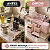 Kit Organiza Pia 5 Peças Escorredor Lixeira Dispenser Porta Talheres Rosa - Imagem 3