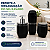 Kit Lavabo Diamante 3 Peças Porta Sabonete Escova Cotonete Preto - Imagem 3
