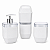 Kit Lavabo Diamante 3 Peças Porta Sabonete Escova Cotonete Branco - Imagem 1