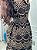 Vestido Glória Curto de Laise Bicolor Manga Bufante Preto - Imagem 6
