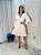 Vestido Glória Curto de Laise Bicolor Manga Bufante Branco - Imagem 3