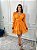 Vestido Glória Curto de Laise Bicolor Manga Bufante Laranja - Imagem 1