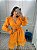 Vestido Glória Curto de Laise Bicolor Manga Bufante Laranja - Imagem 6