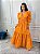 Vestido Glória Longo de Laise Bicolor Manga Bufante Laranja - Imagem 3
