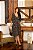 Vestido Vitória  Manga 3/4 Renda Bicolor Preta com Bege - Imagem 4