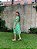 Vestido Vitória  Manga 3/4 Renda Bicolor Verde com Bege - Imagem 3
