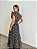 Vestido Glória Longo de Renda Bicolor Preta com Bege - Imagem 4