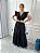 Vestido Glória Longo de Linho Preto - Imagem 1