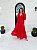 Vestido Madalena de Linho com Renda Vermelho - Imagem 1