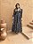 Vestido Glória Longo manga bufante de Renda bicolor Bege com preto - Imagem 1