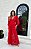 Vestido Glória Longo de Renda Manga bufante Vermelho - Imagem 5