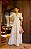 Vestido Madalena de Linho Bicolor Branco com bege - Imagem 5