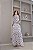 Vestido Glória Longo de Laise Bicolor Manga Bufante Branco com preto - Imagem 3