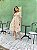 Vestido Vitória  Manga 3/4 Renda Bicolor nude com Branco - Imagem 1
