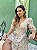 Vestido Vitória  Manga 3/4 Renda Bicolor nude com Branco - Imagem 2