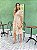 Vestido Vitória  Manga 3/4 Renda Bicolor nude com Branco - Imagem 6