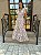Vestido Glória Longo de Renda Bicolor Nude Rosé com Branco - Imagem 4
