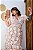 Vestido Glória Longo de Renda Bicolor Nude Rosé com Branco - Imagem 10