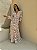 Vestido Glória Longo manga bufante de Renda Bicolor Nude Rosé com Branco - Imagem 3