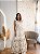 Vestido Glória Longo de Renda Bicolor Bege com Branco - Imagem 1