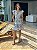 Vestido Glória Curto de Linho Bicolor Branco com Azul - Imagem 1