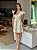 Vestido Glória Curto de Linho Bicolor Branco com Bege - Imagem 4