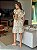 Vestido Glória Curto de Linho Bicolor Branco com Bege - Imagem 2